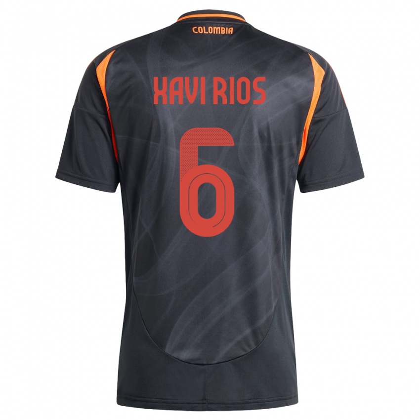 Hombre Camiseta Colombia Xavi Ríos #6 Negro 2ª Equipación 24-26 La Camisa Chile