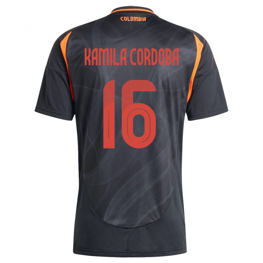 Hombre Camiseta Colombia Sara Kamila Córdoba #16 Negro 2ª Equipación 24-26 La Camisa Chile