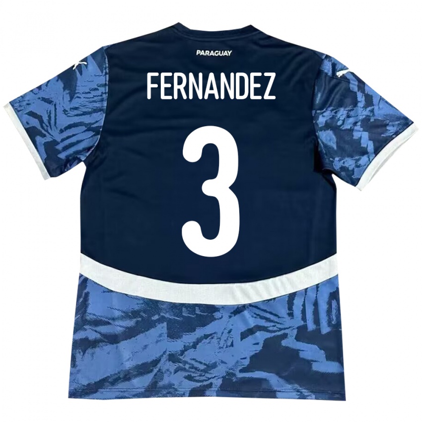 Hombre Camiseta Paraguay Roberto Fernández #3 Azul 2ª Equipación 24-26 La Camisa Chile