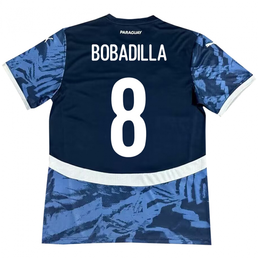 Hombre Camiseta Paraguay Damián Bobadilla #8 Azul 2ª Equipación 24-26 La Camisa Chile