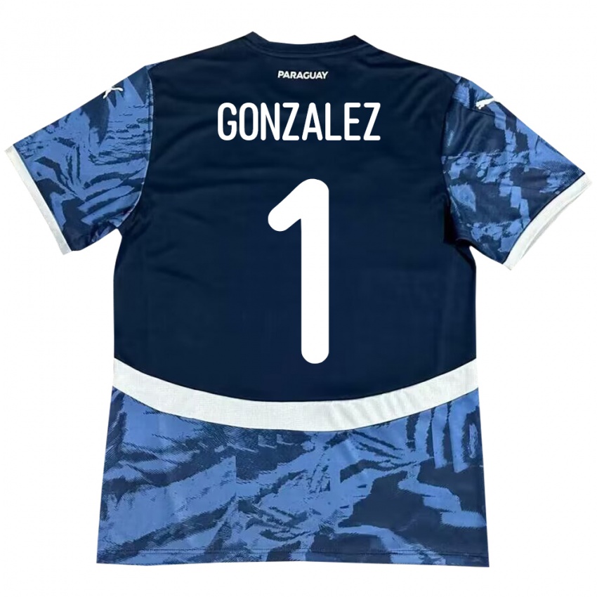 Hombre Camiseta Paraguay Ángel González #1 Azul 2ª Equipación 24-26 La Camisa Chile
