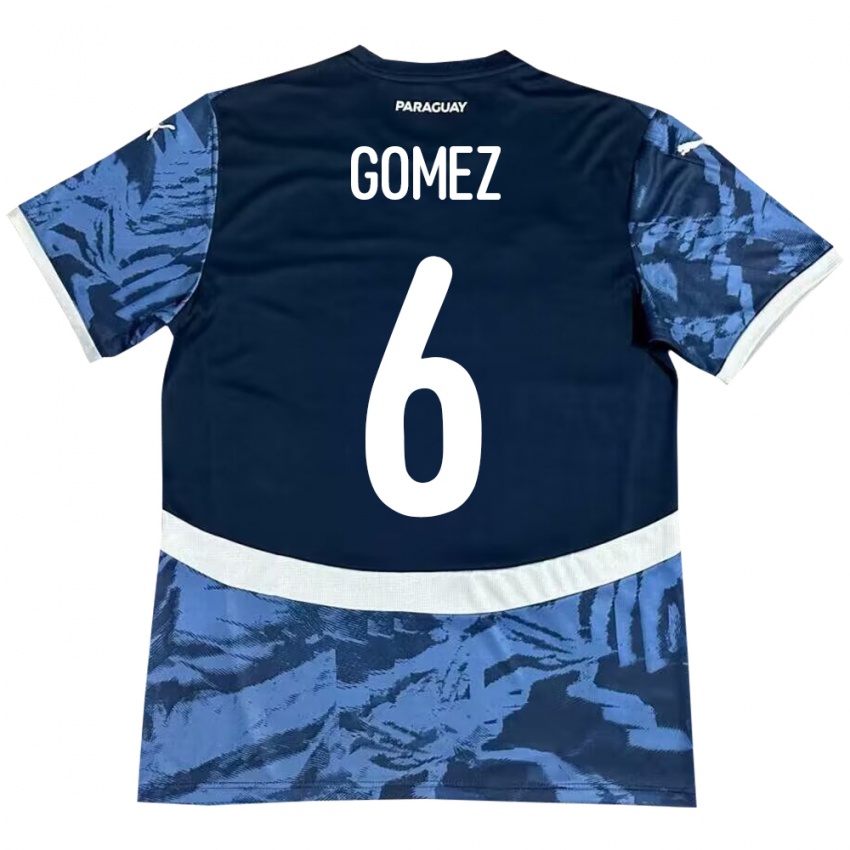 Hombre Camiseta Paraguay Marcos Gómez #6 Azul 2ª Equipación 24-26 La Camisa Chile