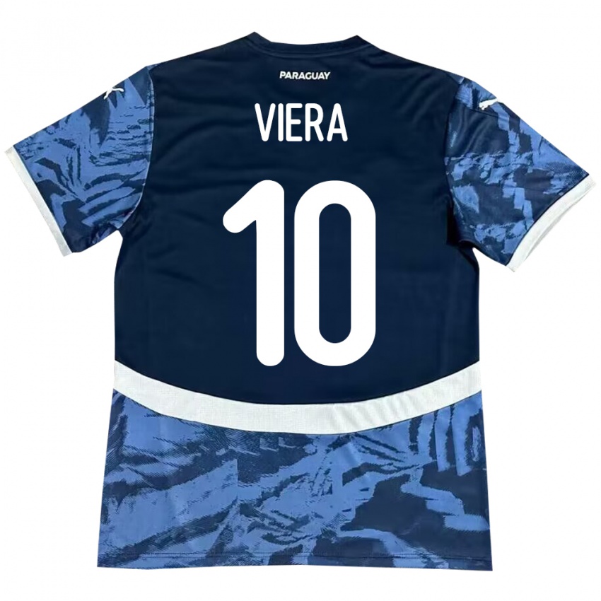 Hombre Camiseta Paraguay Wílder Viera #10 Azul 2ª Equipación 24-26 La Camisa Chile