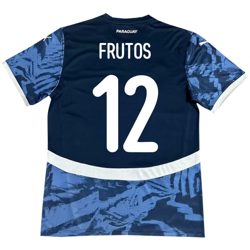 Hombre Camiseta Paraguay Rodrigo Frutos #12 Azul 2ª Equipación 24-26 La Camisa Chile
