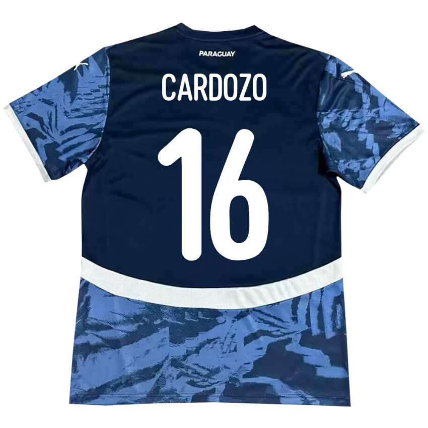 Hombre Camiseta Paraguay Juan Cardozo #16 Azul 2ª Equipación 24-26 La Camisa Chile
