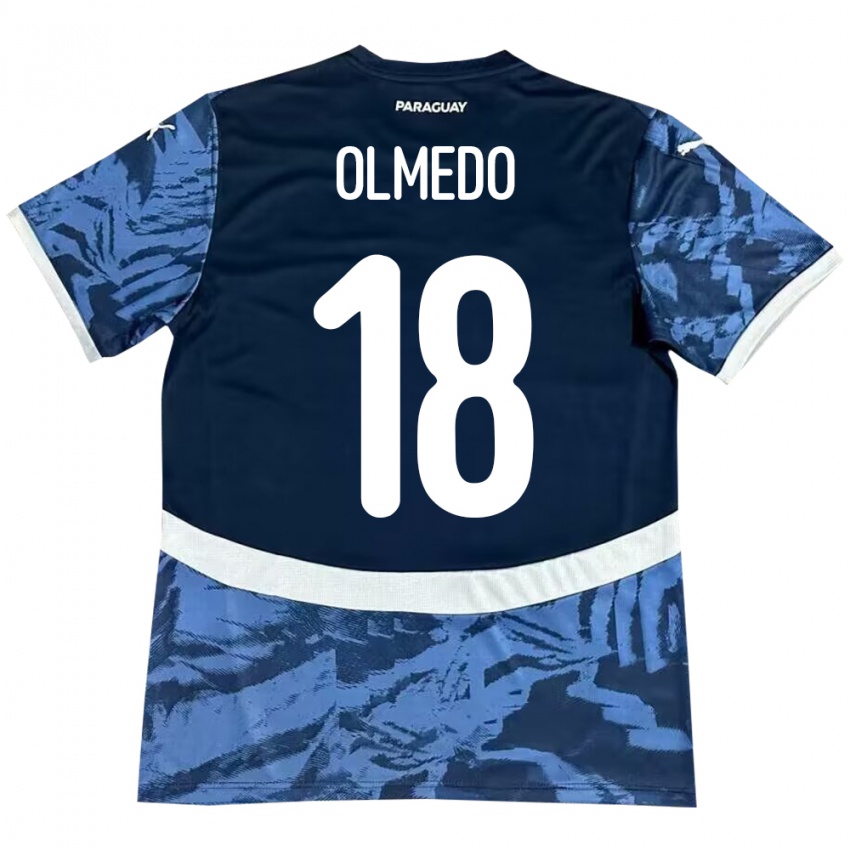 Hombre Camiseta Paraguay Cesar Olmedo #18 Azul 2ª Equipación 24-26 La Camisa Chile