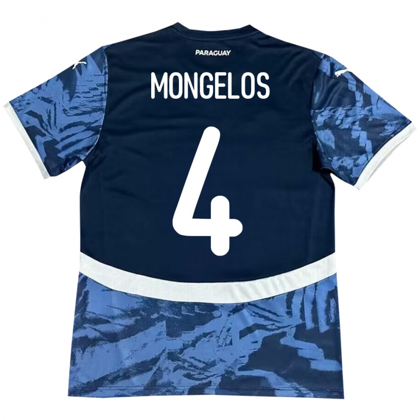 Hombre Camiseta Paraguay Rolando Mongelós #4 Azul 2ª Equipación 24-26 La Camisa Chile