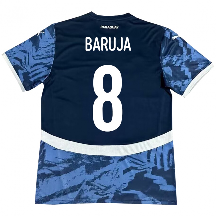 Hombre Camiseta Paraguay Fabrizio Baruja #8 Azul 2ª Equipación 24-26 La Camisa Chile