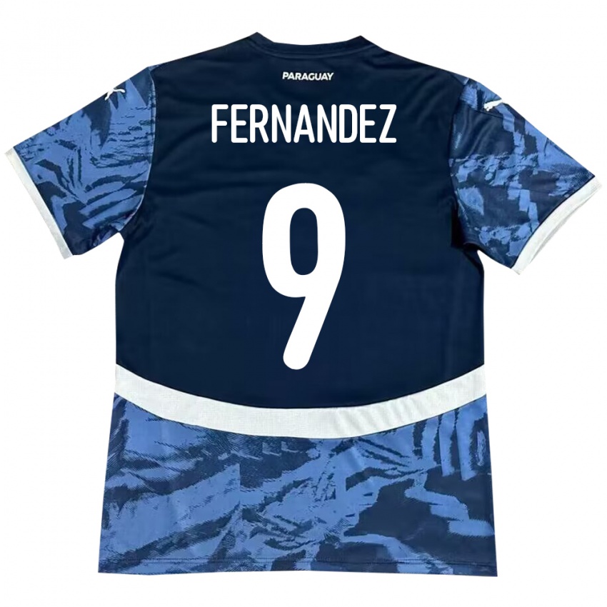 Hombre Camiseta Paraguay David Fernández #9 Azul 2ª Equipación 24-26 La Camisa Chile