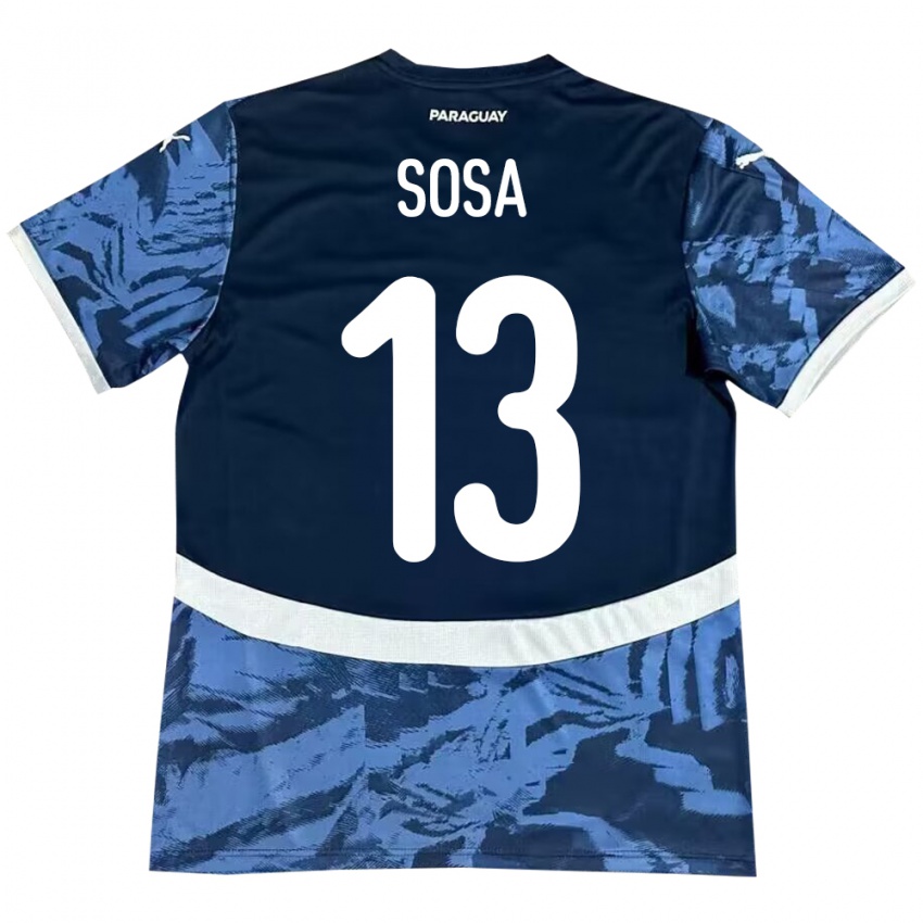 Hombre Camiseta Paraguay Alex Sosa #13 Azul 2ª Equipación 24-26 La Camisa Chile