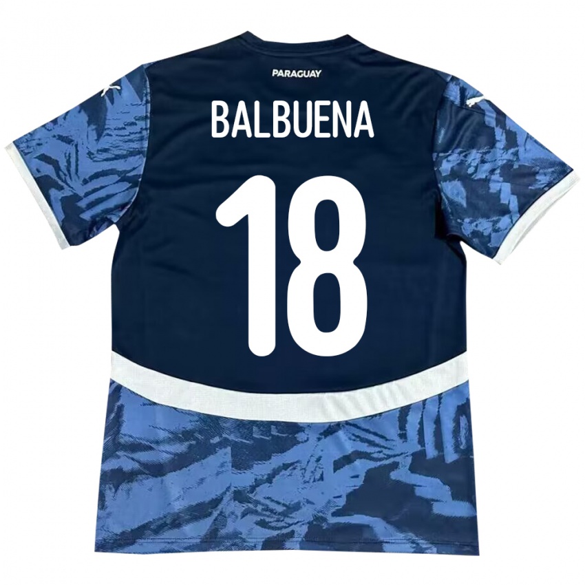 Hombre Camiseta Paraguay Axel Balbuena #18 Azul 2ª Equipación 24-26 La Camisa Chile