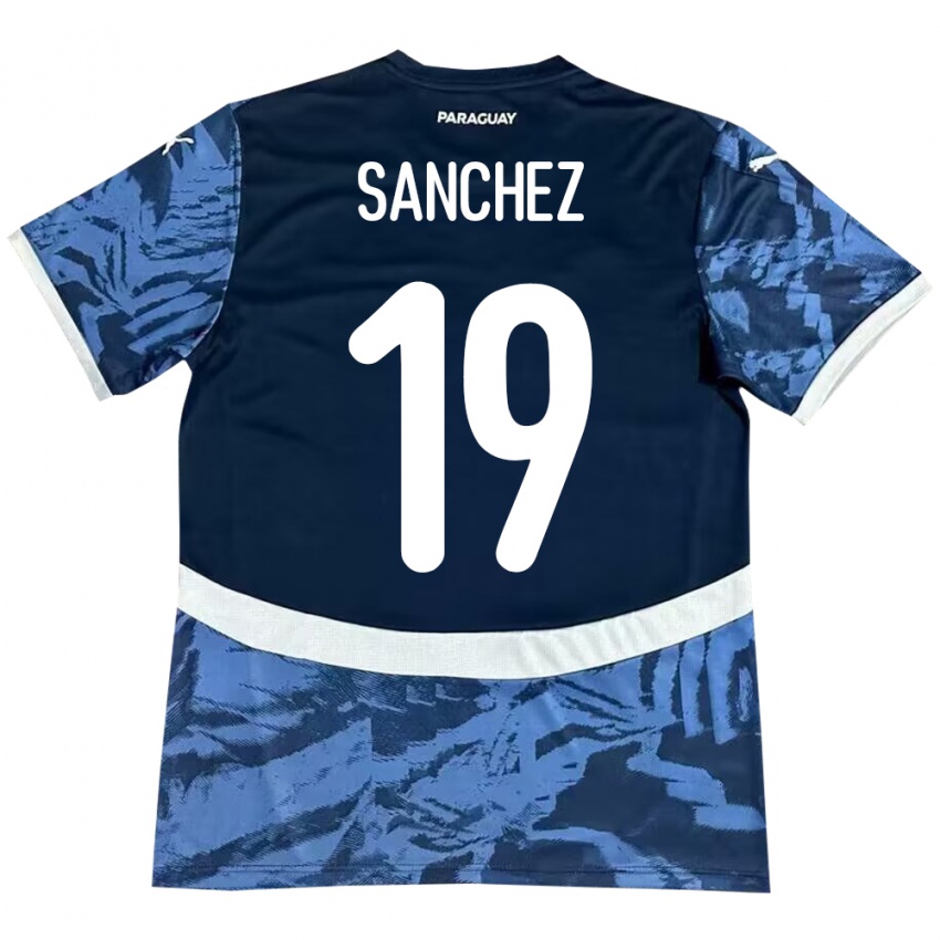 Hombre Camiseta Paraguay Juan Sánchez #19 Azul 2ª Equipación 24-26 La Camisa Chile