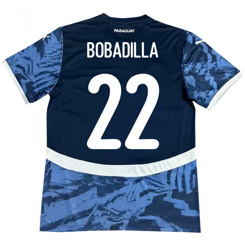 Hombre Camiseta Paraguay Dylan Bobadilla #22 Azul 2ª Equipación 24-26 La Camisa Chile