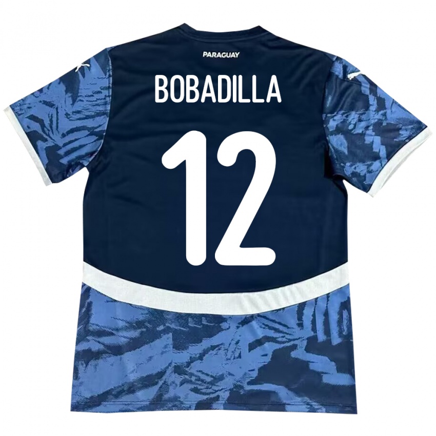 Hombre Camiseta Paraguay Alicia Bobadilla #12 Azul 2ª Equipación 24-26 La Camisa Chile