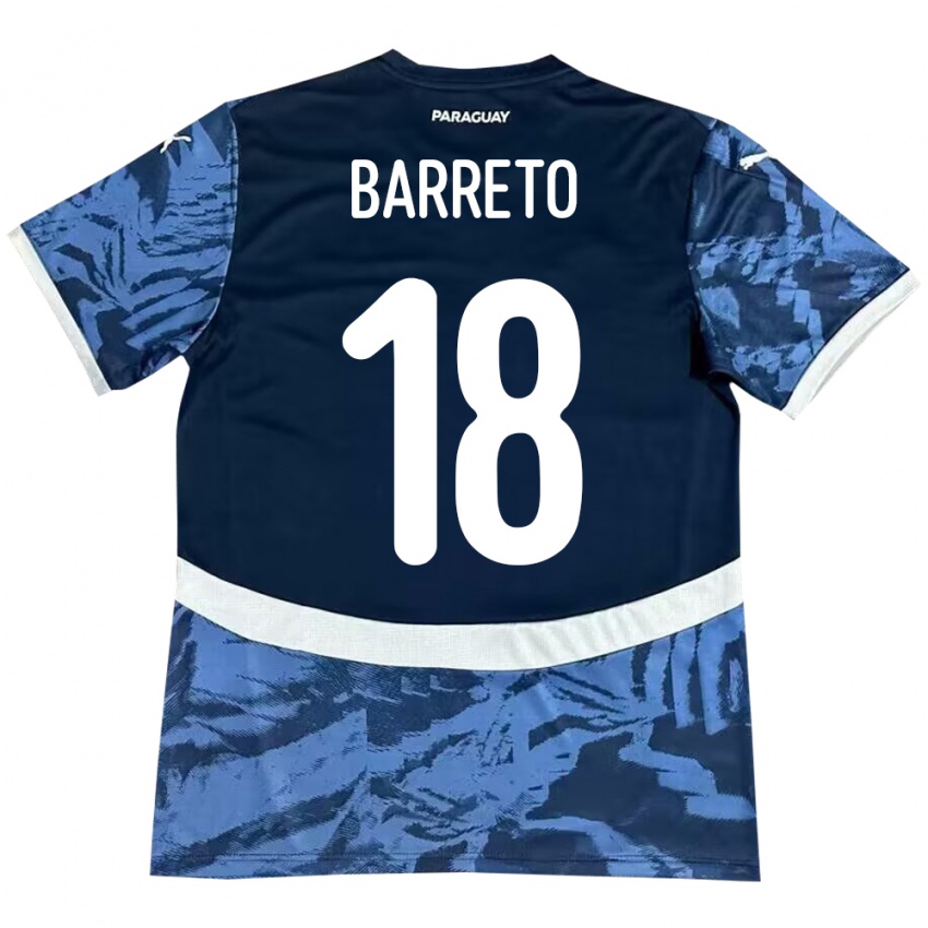 Hombre Camiseta Paraguay Liz Barreto #18 Azul 2ª Equipación 24-26 La Camisa Chile