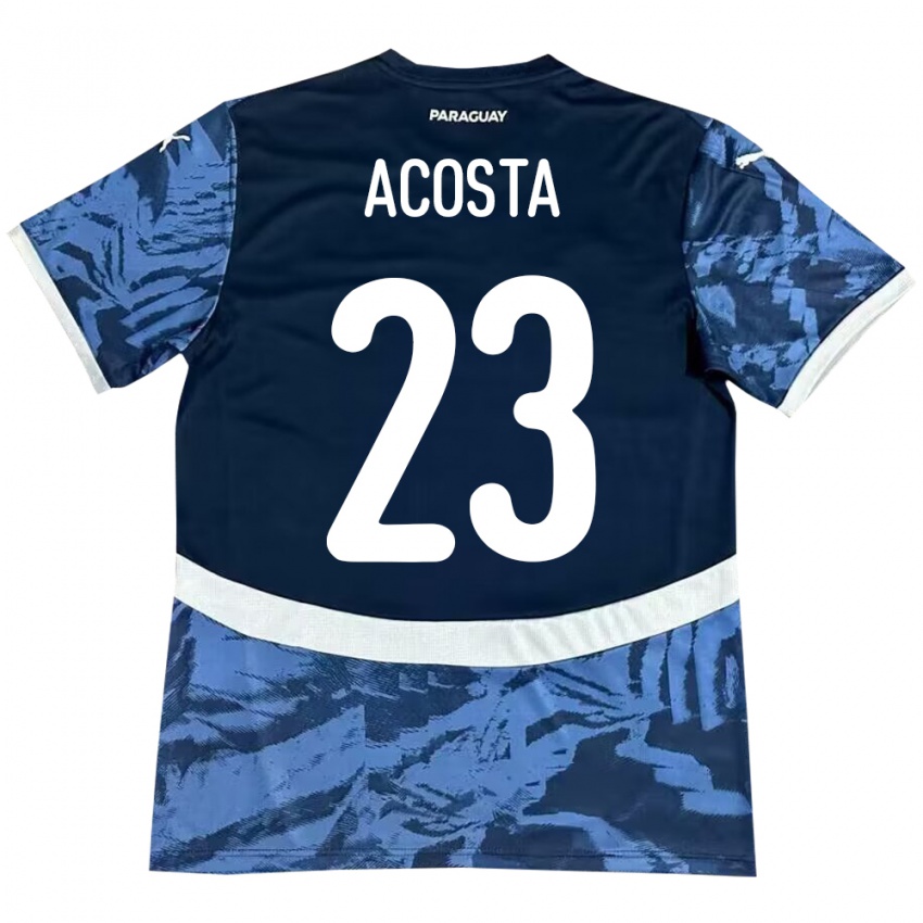 Hombre Camiseta Paraguay Fátima Acosta #23 Azul 2ª Equipación 24-26 La Camisa Chile