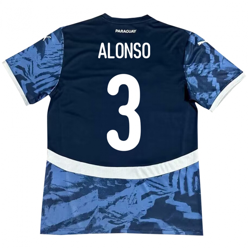 Hombre Camiseta Paraguay Lorena Alonso #3 Azul 2ª Equipación 24-26 La Camisa Chile