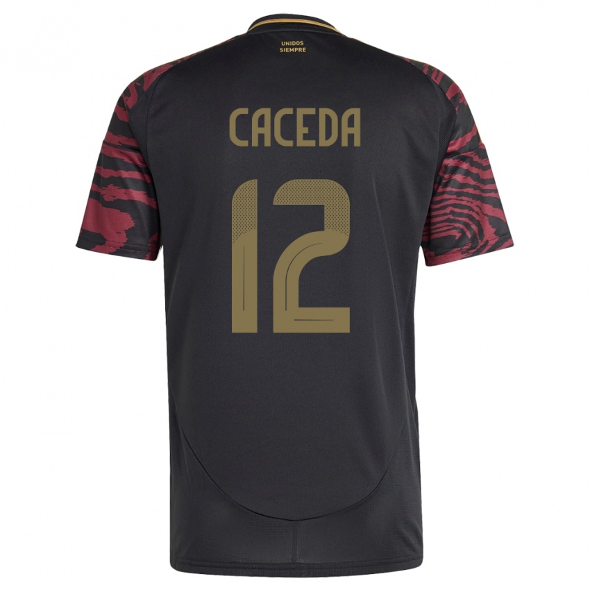 Hombre Camiseta Perú Carlos Cáceda #12 Negro 2ª Equipación 24-26 La Camisa Chile