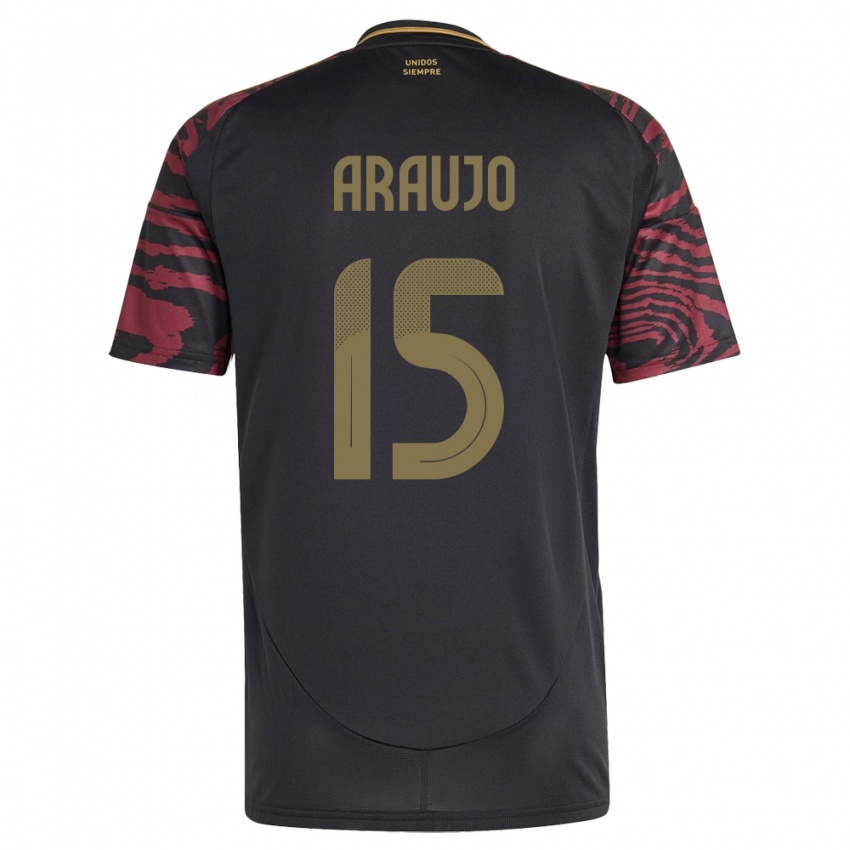 Hombre Camiseta Perú Miguel Araujo #15 Negro 2ª Equipación 24-26 La Camisa Chile