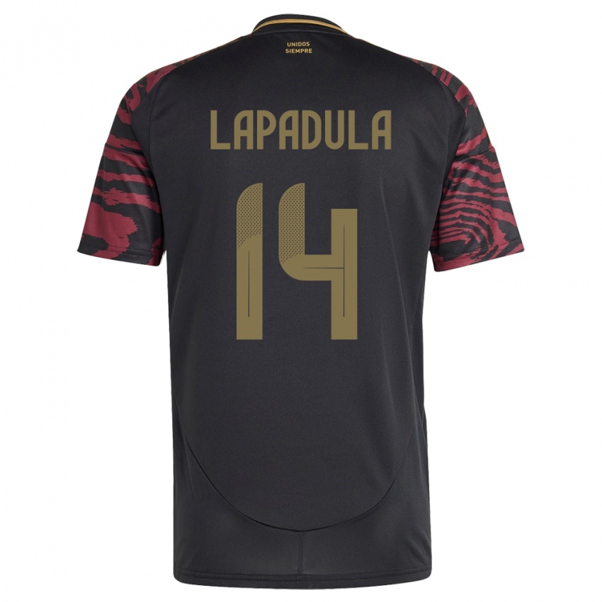 Hombre Camiseta Perú Gianluca Lapadula #14 Negro 2ª Equipación 24-26 La Camisa Chile