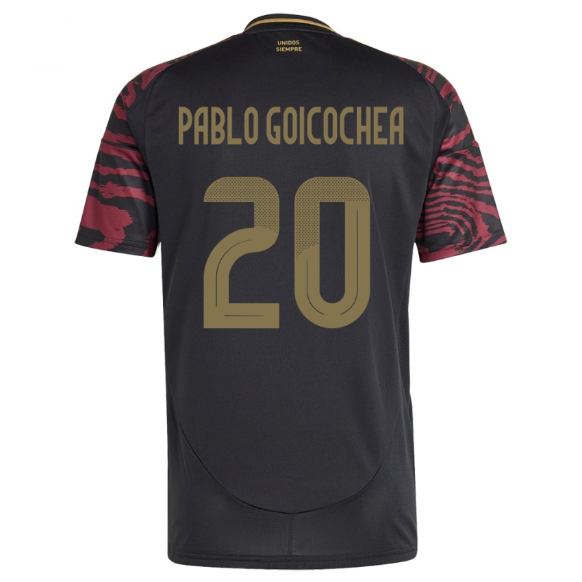 Hombre Camiseta Perú Juan Pablo Goicochea #20 Negro 2ª Equipación 24-26 La Camisa Chile