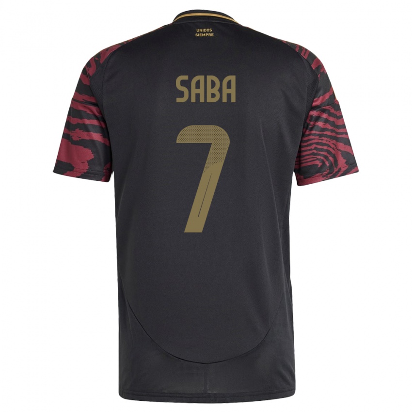 Hombre Camiseta Perú Emilio Saba #7 Negro 2ª Equipación 24-26 La Camisa Chile