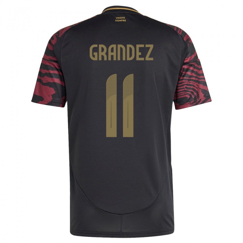 Hombre Camiseta Perú Guillermo Grández #11 Negro 2ª Equipación 24-26 La Camisa Chile