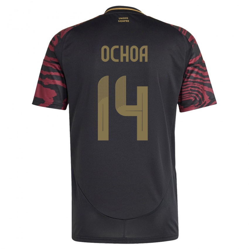 Hombre Camiseta Perú Victoria Ochoa #14 Negro 2ª Equipación 24-26 La Camisa Chile