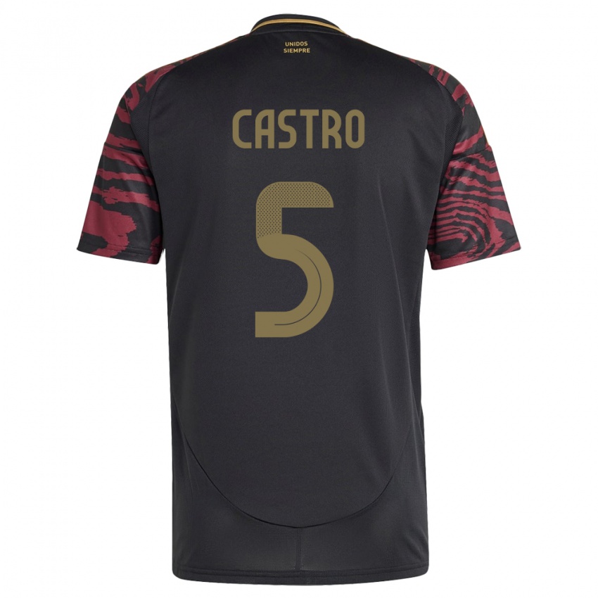 Hombre Camiseta Perú Rosa Castro #5 Negro 2ª Equipación 24-26 La Camisa Chile