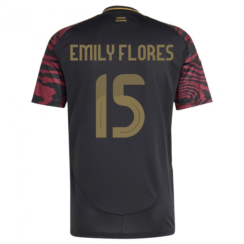 Hombre Camiseta Perú Emily Flores #15 Negro 2ª Equipación 24-26 La Camisa Chile