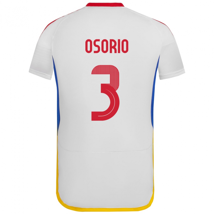 Hombre Camiseta Venezuela Yordan Osorio #3 Blanco 2ª Equipación 24-26 La Camisa Chile