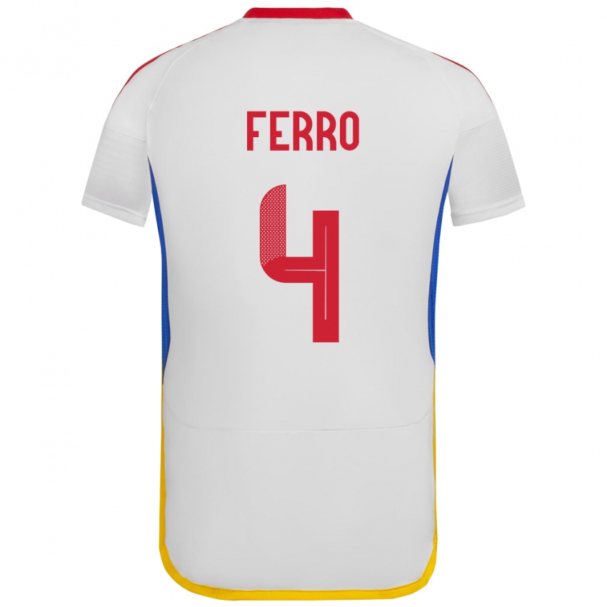 Hombre Camiseta Venezuela Andrés Ferro #4 Blanco 2ª Equipación 24-26 La Camisa Chile
