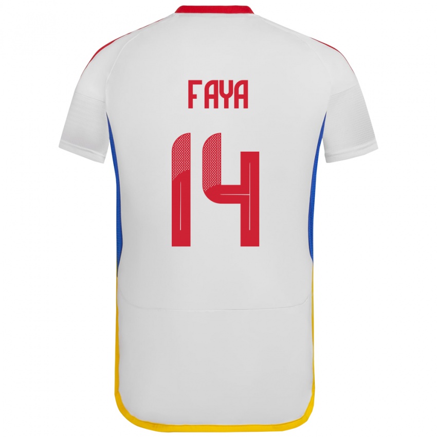 Hombre Camiseta Venezuela Carlos Faya #14 Blanco 2ª Equipación 24-26 La Camisa Chile