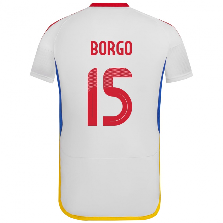 Hombre Camiseta Venezuela Ángel Borgo #15 Blanco 2ª Equipación 24-26 La Camisa Chile