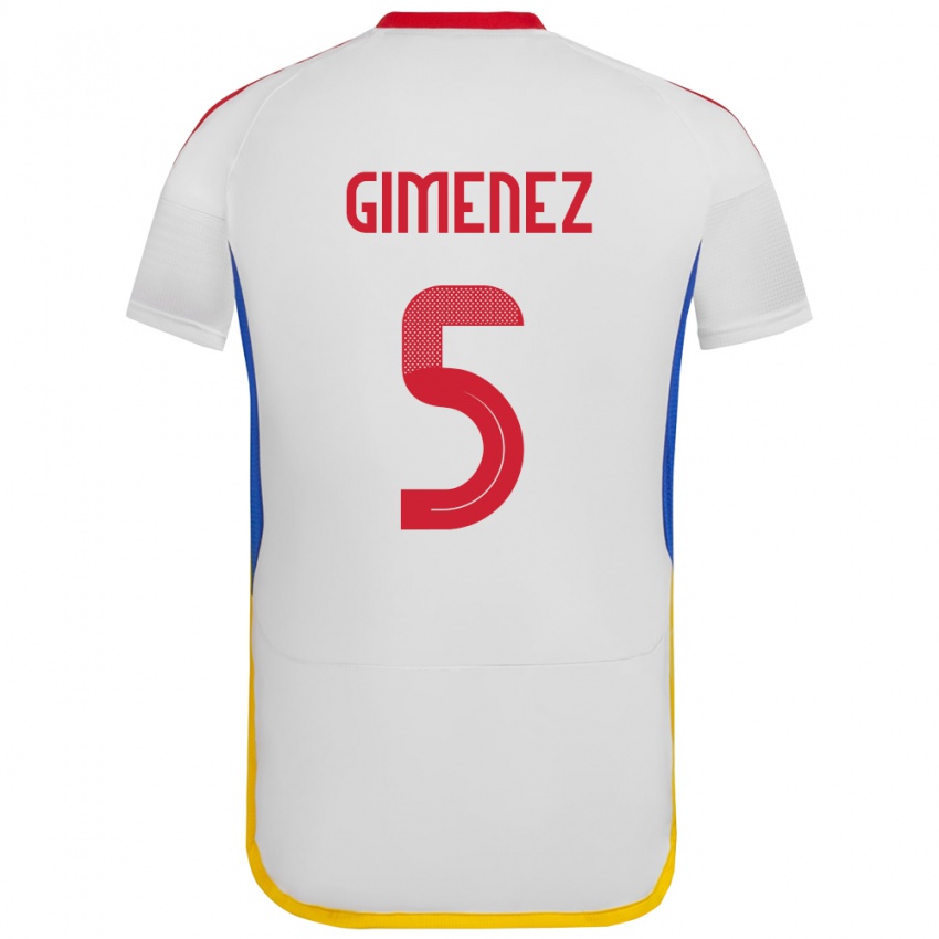 Hombre Camiseta Venezuela Yenifer Giménez #5 Blanco 2ª Equipación 24-26 La Camisa Chile