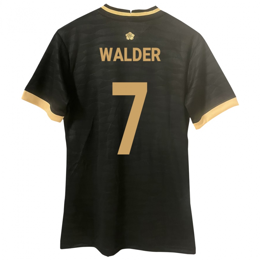 Hombre Camiseta Panamá Kevin Walder #7 Negro 2ª Equipación 24-26 La Camisa Chile