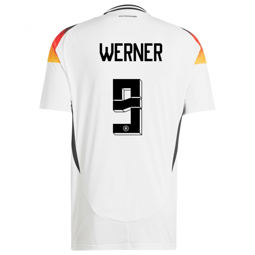 Mujer Camiseta Alemania Timo Werner #9 Blanco 1ª Equipación 24-26 La Camisa Chile