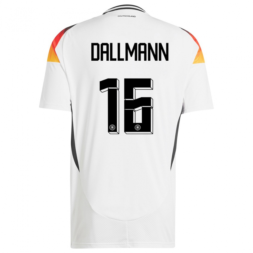 Mujer Camiseta Alemania Linda Dallmann #16 Blanco 1ª Equipación 24-26 La Camisa Chile