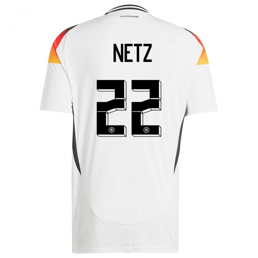 Mujer Camiseta Alemania Luca Netz #22 Blanco 1ª Equipación 24-26 La Camisa Chile