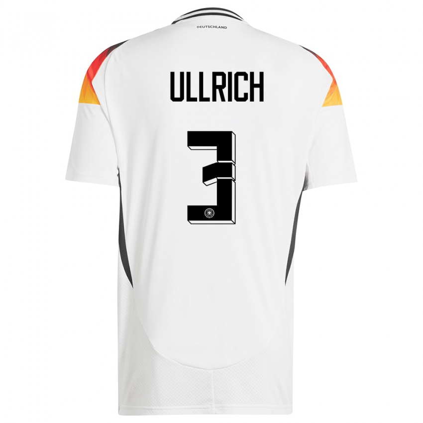 Mujer Camiseta Alemania Lukas Ullrich #3 Blanco 1ª Equipación 24-26 La Camisa Chile