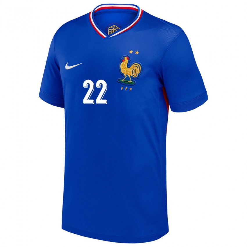 Mujer Camiseta Francia Adrien Truffert #22 Azul 1ª Equipación 24-26 La Camisa Chile