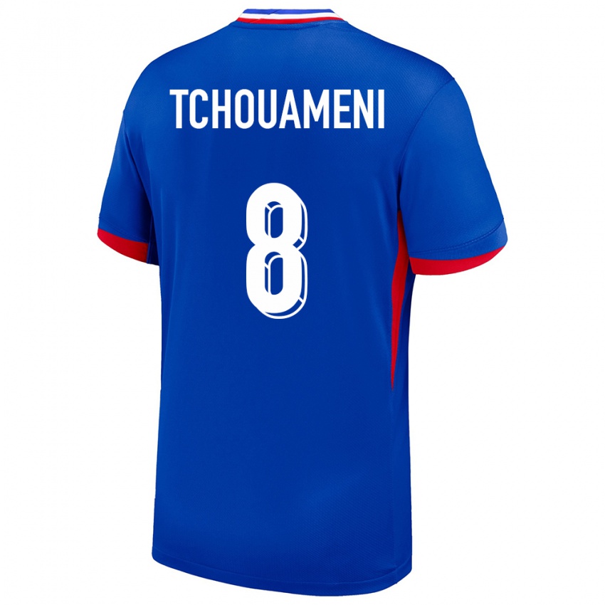 Mujer Camiseta Francia Aurelien Tchouameni #8 Azul 1ª Equipación 24-26 La Camisa Chile