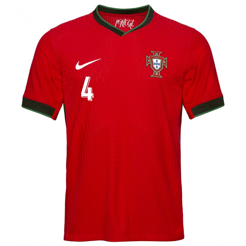 Mujer Camiseta Portugal Ruben Dias #4 Rojo 1ª Equipación 24-26 La Camisa Chile