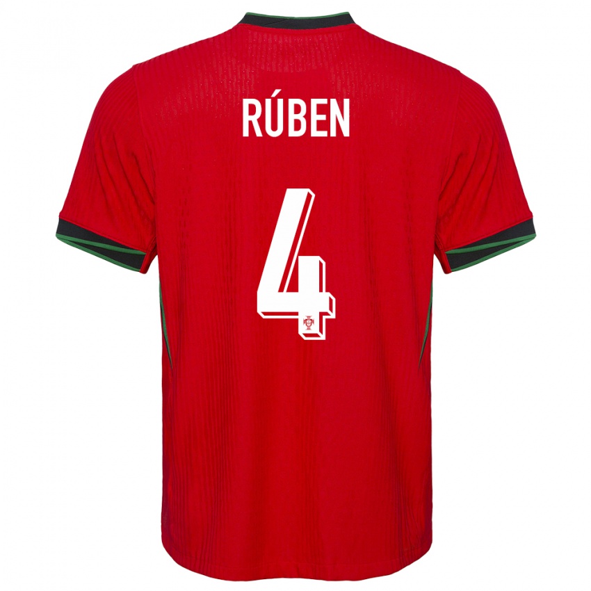 Mujer Camiseta Portugal Ruben Dias #4 Rojo 1ª Equipación 24-26 La Camisa Chile