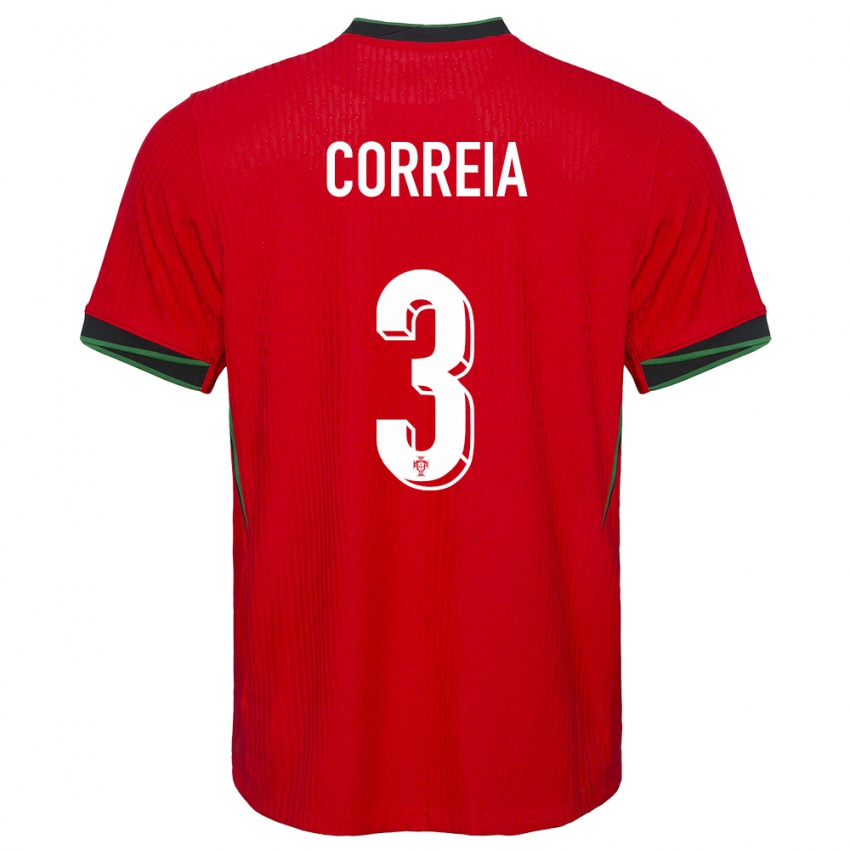 Mujer Camiseta Portugal Alicia Correia #3 Rojo 1ª Equipación 24-26 La Camisa Chile