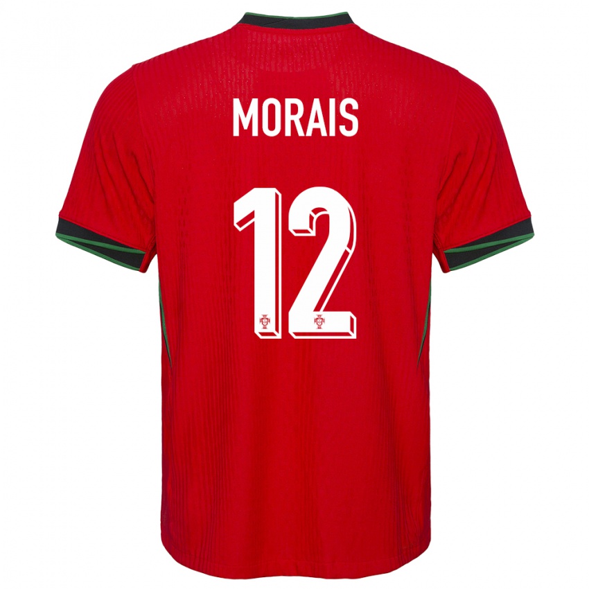Mujer Camiseta Portugal Patricia Morais #12 Rojo 1ª Equipación 24-26 La Camisa Chile
