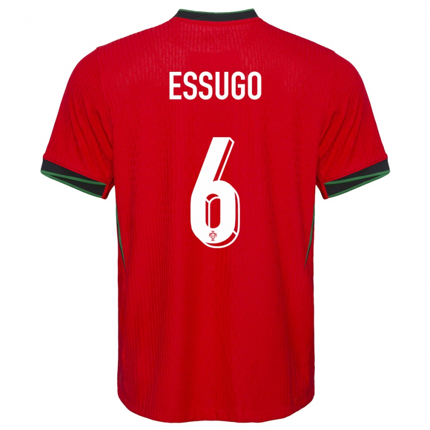 Mujer Camiseta Portugal Dario Essugo #6 Rojo 1ª Equipación 24-26 La Camisa Chile