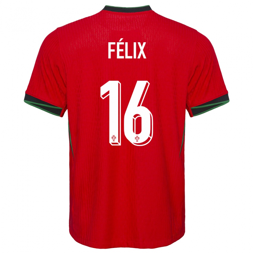 Mujer Camiseta Portugal Hugo Felix #16 Rojo 1ª Equipación 24-26 La Camisa Chile