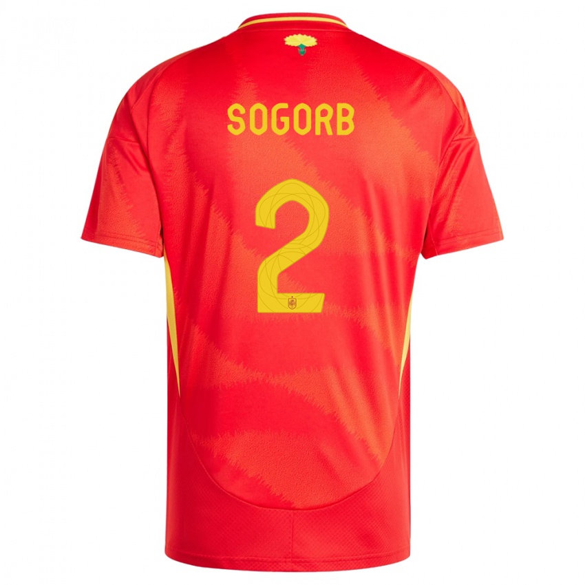 Mujer Camiseta España Carles Sogorb #2 Rojo 1ª Equipación 24-26 La Camisa Chile