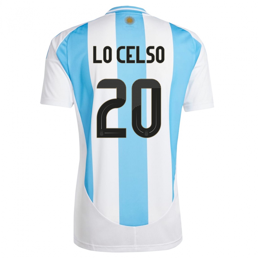 Mujer Camiseta Argentina Giovani Lo Celso #20 Blanco Azul 1ª Equipación 24-26 La Camisa Chile